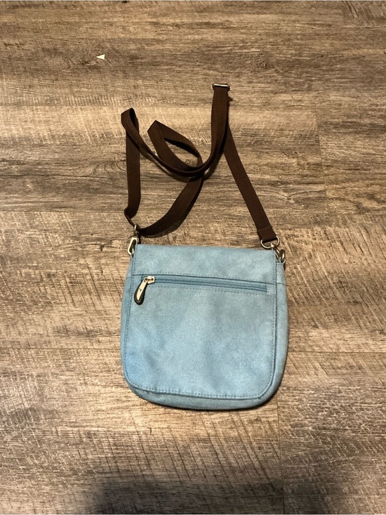 Travelon Handbags - Travelon Light Blue Crossbody Bag with Brown Strap